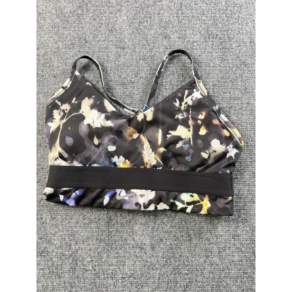 Nike Dri-FIT Indy Sports Bra Medium Light Support Floral Watercolor Print Black